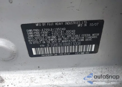 2008 Subaru Impreza 2.5I z USA, uszkodzony, nr VIN JF1GH61638H813008